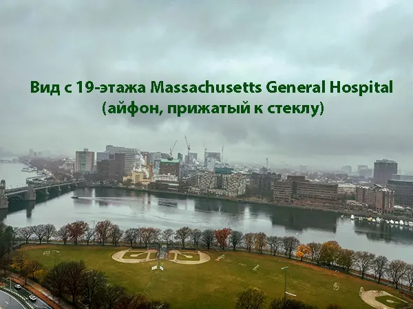 Вид с 19-го этажа Massachusetts General Hospital (айфон, прижатый к стеклу)